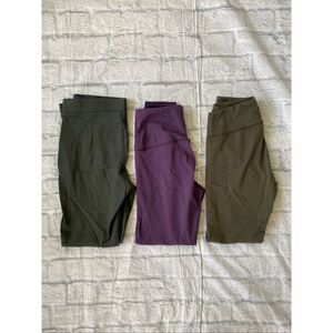 Aerie, 90 degrees, ANA women S 3 bundle of pull on leggings olive green & purple